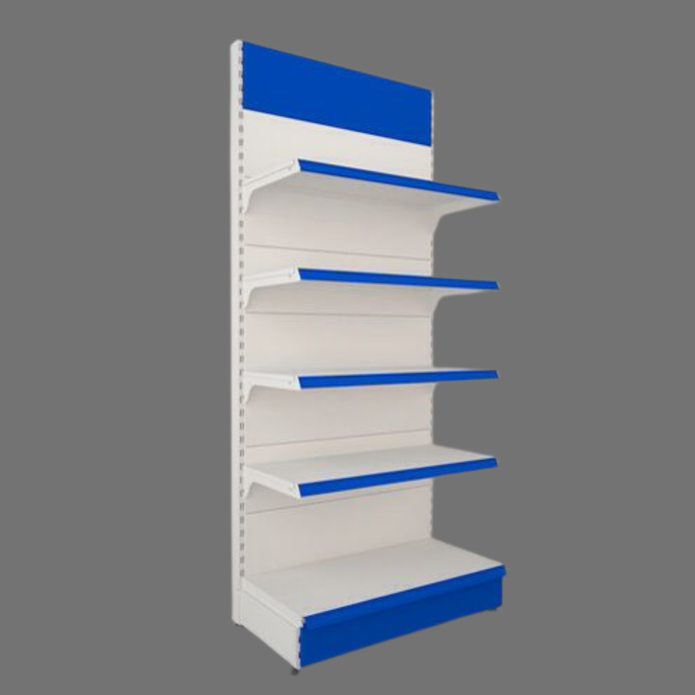SRK Branded Retail Display Rack | 5-Tier Metal Gondola Shelf Unit | Modular Retail Fixture