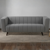 Aurelia Luxe Grey Sofa | Vertical Channel Tufted Design | Theom Living