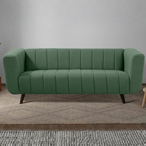 Aurelia Luxe Grey Sofa | Vertical Channel Tufted Design | Theom Living