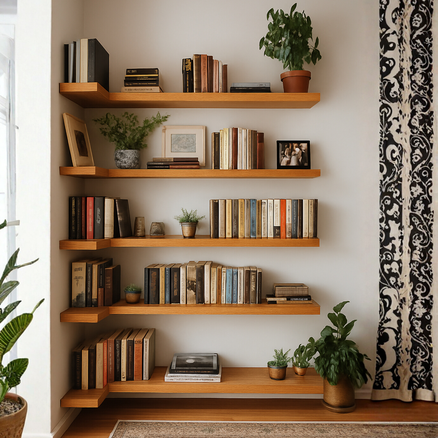 Floating Wall Bookshelf Set | Minimalist Solid Wood Wall Shelves
