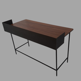 Modern Writing Desk with Drawer | Metal Frame & Walnut Top