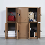 Compact Metal Locker | 6-Door Personal Storage Cabinet (Tan / Black Finish) | SRK Modular Furniture