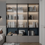The Aureon Luxe Glass-Door LED Bookcase | Modern Bedroom & Living Room Display Cabinet