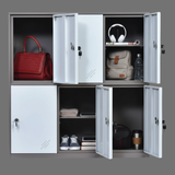 Compact Metal Locker | 6-Door Personal Storage Cabinet (Tan / Black Finish) | SRK Modular Furniture