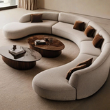 The “Serenica Curve” Modular Sofa | Luxury Curved Sectional Lounge Set in Ivory Beige