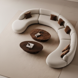 The “Serenica Curve” Modular Sofa | Luxury Curved Sectional Lounge Set in Ivory Beige