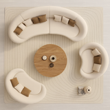 The “Lunara Curve” Sofa Set | Modern Round Lounge Sofa & Armchair Collection in Cream Beige