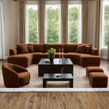 The “Terrana Modular” Sofa Set | Luxury Terracotta Sectional with Lounge Chair & Ottoman