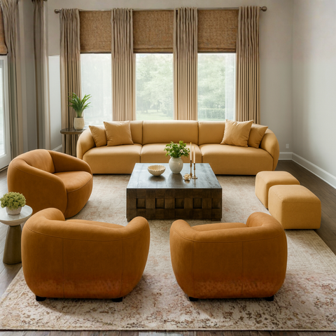 The “Terrana Modular” Sofa Set | Luxury Terracotta Sectional with Lounge Chair & Ottoman