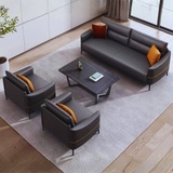The “Aurelia Duo-Tone” Sofa Set | Premium Leatherette 3+1+1 Seater with Marble-Top Center Table