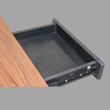 Modern Writing Desk with Drawer | Metal Frame & Walnut Top