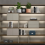 The Zenith Executive Bookshelf with Integrated LED Lighting | Solid Wood Office & Living Room Display Cabinet