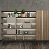 The Zenith Executive Bookshelf with Integrated LED Lighting | Solid Wood Office & Living Room Display Cabinet