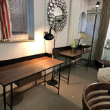 Modern Writing Desk with Drawer | Metal Frame & Walnut Top