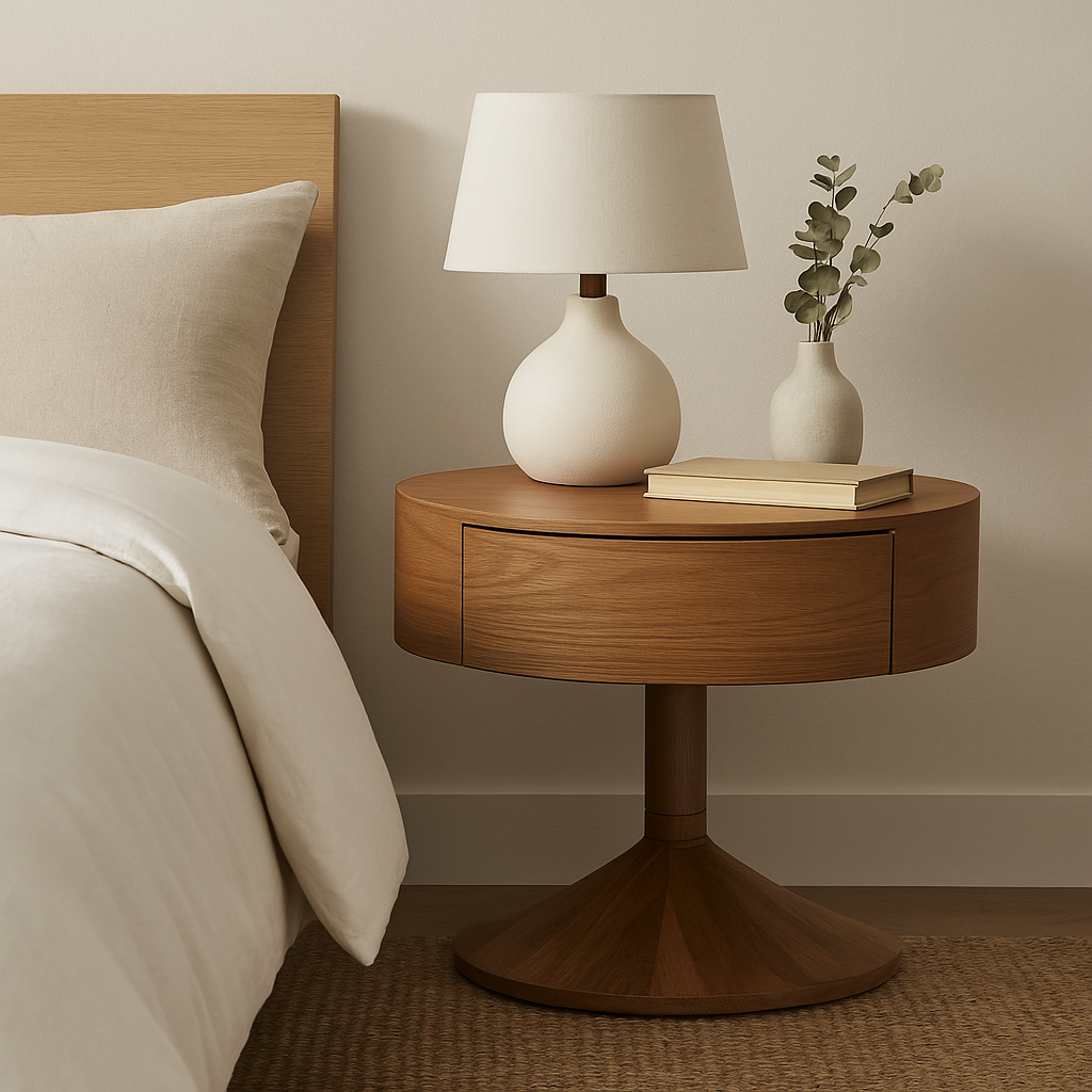 Aurora Round Pedestal Table with Hidden Drawer