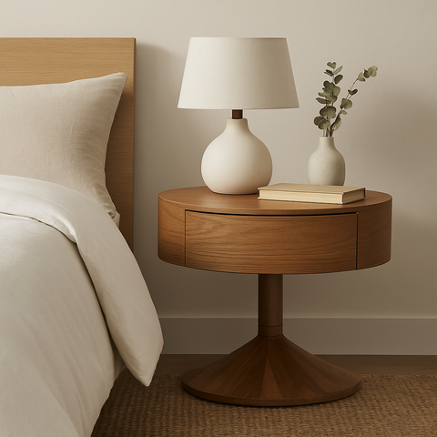 Aurora Round Pedestal Table with Hidden Drawer
