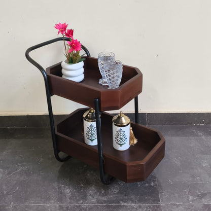 Wood & Metal Bar Trolley / Serving Cart