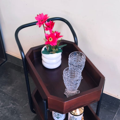 Wood & Metal Bar Trolley / Serving Cart