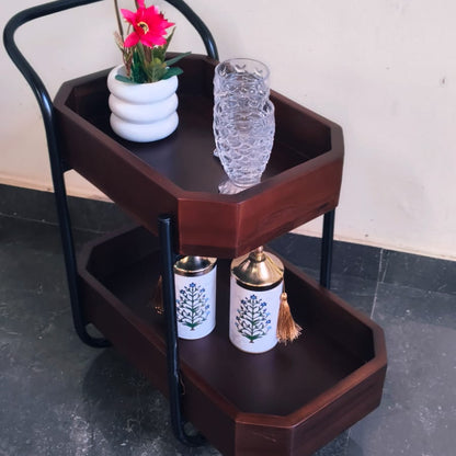 Wood & Metal Bar Trolley / Serving Cart