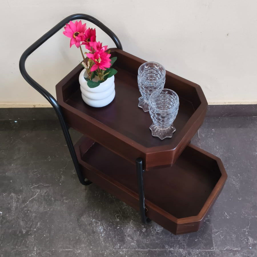 Wood & Metal Bar Trolley / Serving Cart