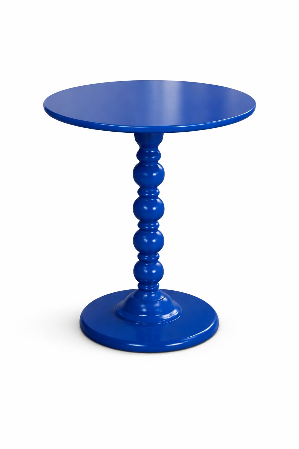 Round Pedestal Accent Table in Glossy Blue Finish – Contemporary Statement Piece