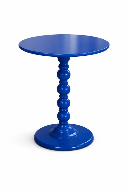 Round Pedestal Accent Table in Glossy Blue Finish – Contemporary Statement Piece