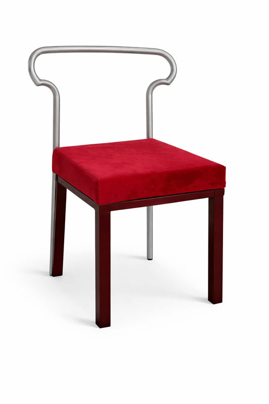 Modern Upholstered Dining Chair with Metal Backrest & Velvet Seat – Contemporary Design