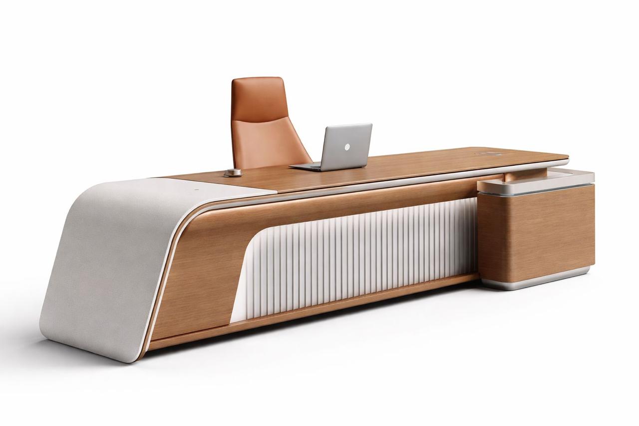 Aurelius Curve Executive Desk with Integrated Storage