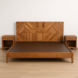 Aurelia Geometric Solid Teak Bed with Side Table Collection