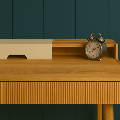Mid-Century Ribbed Wooden Study Desk Collection