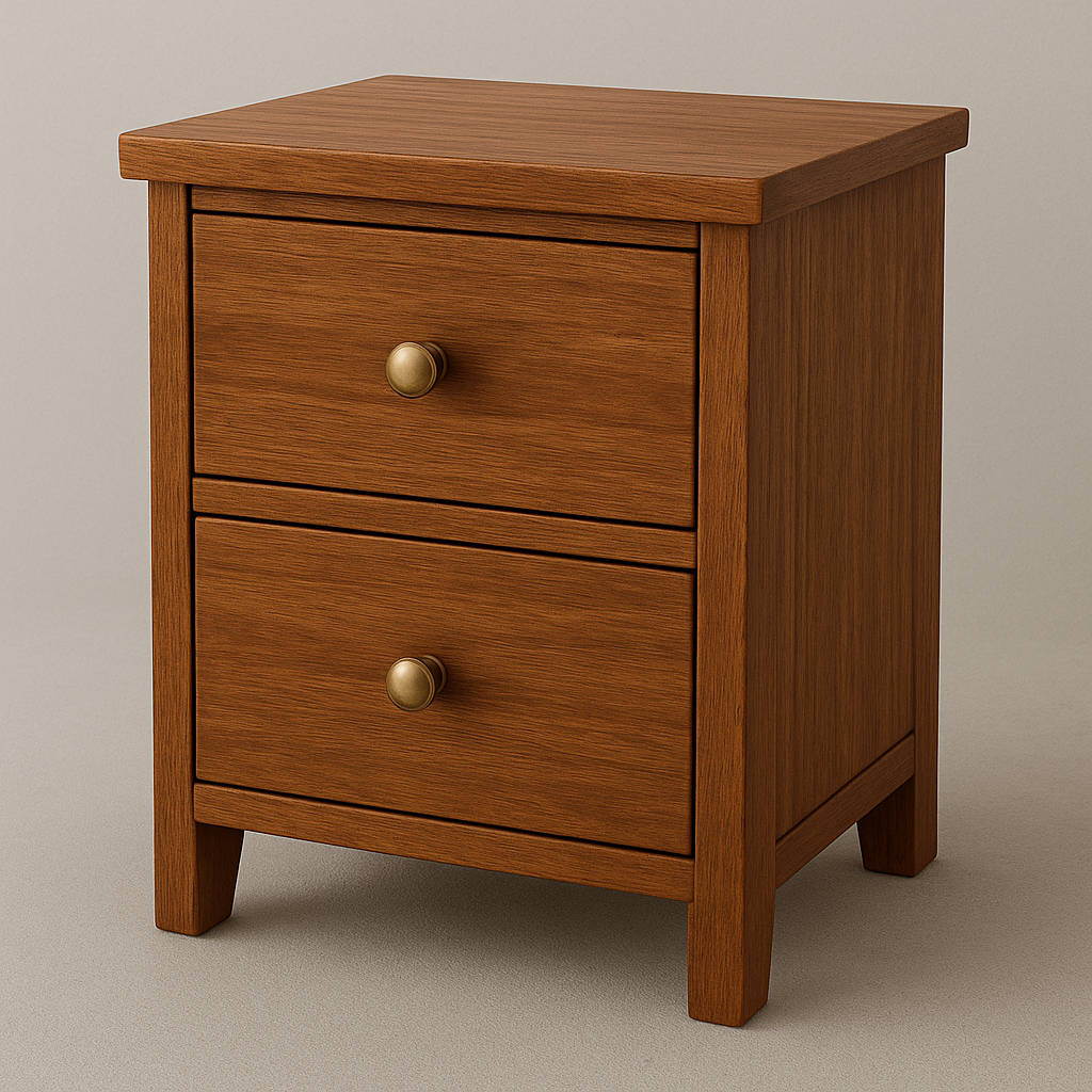 Eterna Solid Teak Wood Slatted Bed with Side Table Collection