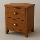 Eterna Solid Teak Wood Slatted Bed with Side Table Collection