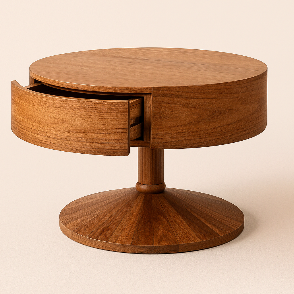 Aurora Round Pedestal Table with Hidden Drawer