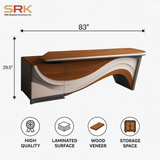 Premium Executive Office Desk | Wave Design Table with Gloss Finish & Storage | SRK Modular Furniture