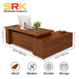 Executive Wooden Office Desk | L-Shaped Director Table with Side Return Storage | SRK Modular Furniture