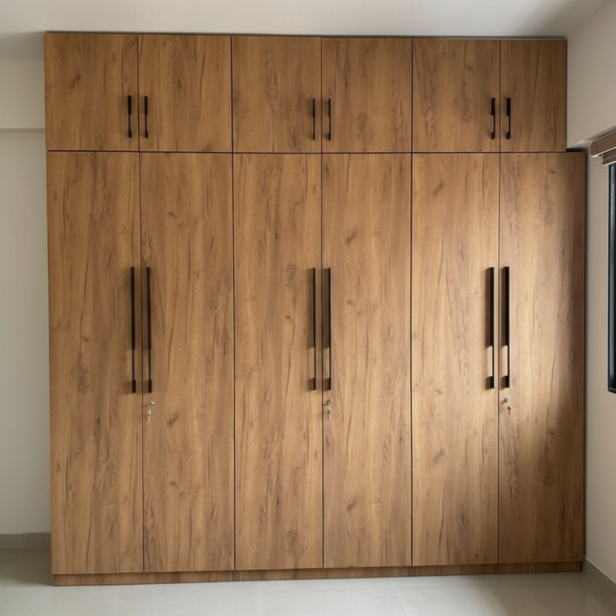 Astra Classic Wardrobe | Full-Height Modular Storage | Walnut Wood Finish | SRK Modular Furniture