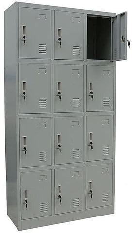 12-Door Steel Locker Cabinet | Industrial Storage Unit | SRK Modular Furniture