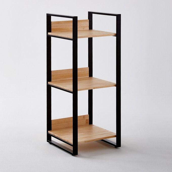 Industrial 3-Tier Wooden & Metal Shelf | Modern Display & Storage Rack | Theom Living