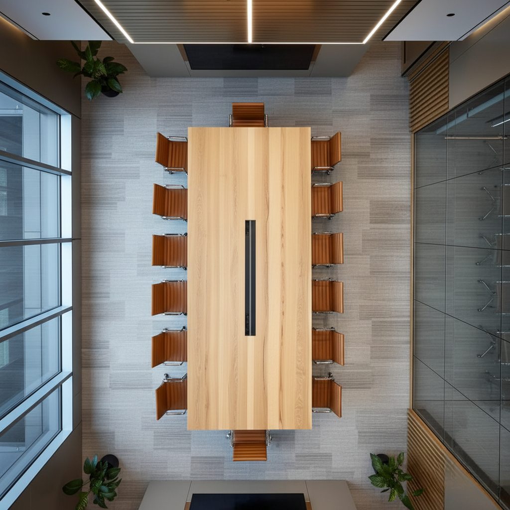 Modern Conference Table – Maple Finish with Aluminum Base | SRK Modular Furniture Co.