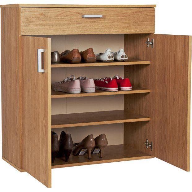 4-SELF  Wooden Shoe Cabinet with Drawer | Closed Storage Unit | Theom Living