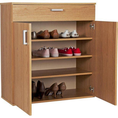 4-SELF  Wooden Shoe Cabinet with Drawer | Closed Storage Unit | Theom Living