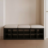 Wooden Shoe Rack Bench with Cushion Seat | 12-Pair Storage Organizer | Theom Living