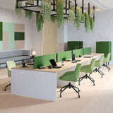 8-Seater Green Modular Office Workstation | Dual Cluster Desk with Biophilic Hanging Planters | SRK Modular Furniture