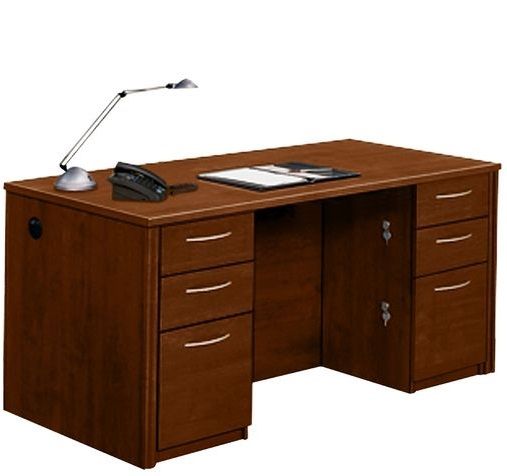 Classic Executive Wooden Office Desk – Mahogany Finish with Drawer Storage | SRK Modular Furniture Co.