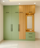 Luminex Modular Wardrobe with Dressing Mirror | Matte Black & Natural Oak Finish | SRK Modular Furniture