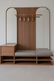 Luxury Wooden Foyer Unit with Seating & Shoe Storage | Entryway Organizer with Mirror | Theom Living