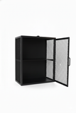 Industrial Metal Mesh Wall Cabinet | Black Steel Wall-Mounted Storage | SRK Modular Furniture