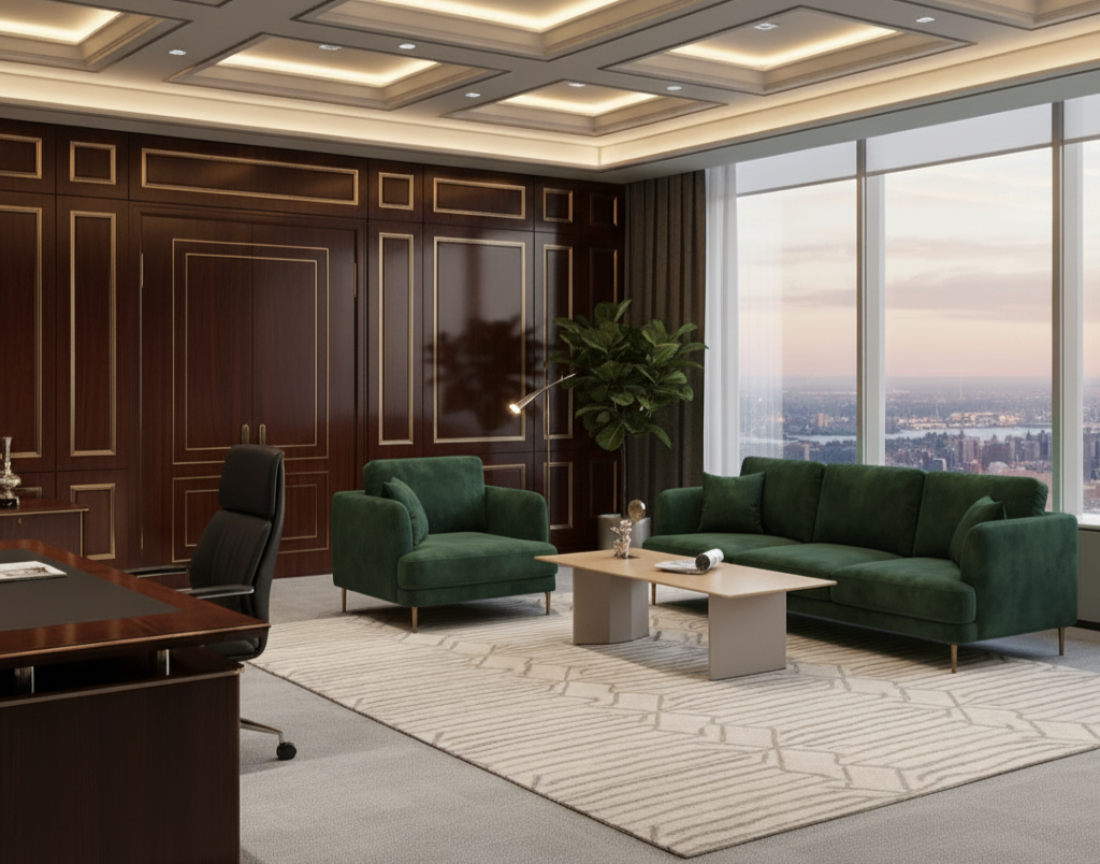 The Aurex Executive Office Set | Premium Desk, Lounge Sofa & Center Table Combo