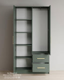 Aveline Compact Wardrobe with Mirror & Drawers | Ocean Blue Matte Finish | SRK Modular Furniture