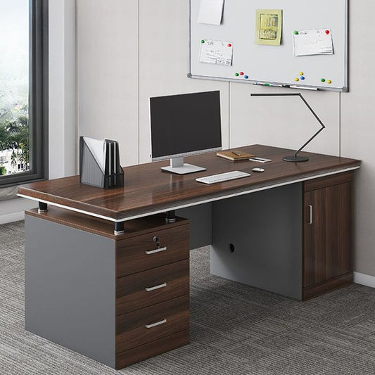 Executive Desk – Dark Walnut & Graphite Grey Finish | SRK Modular Furniture Co.